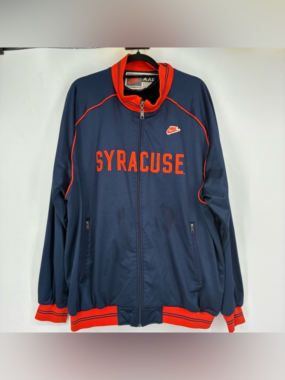 Vintage Y2K Nike Syracuse Spellout Mens XXL Full Zip Sweatshirt New York Jacket